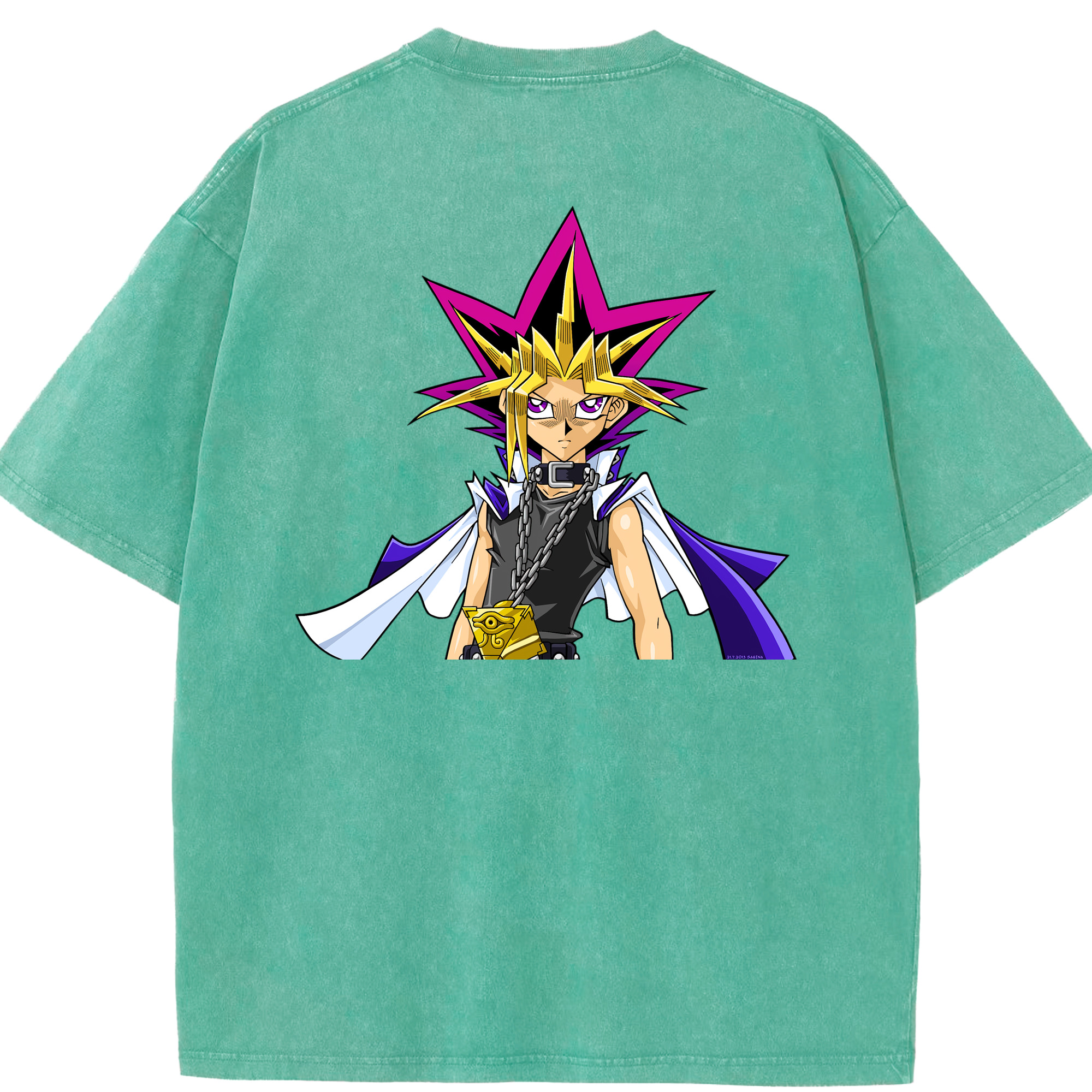 （画像用） 遊☆戯☆王 Yu-Gi-Oh! 綿100% ヴィンテージ風 半袖Tシャツ（背面プリント）